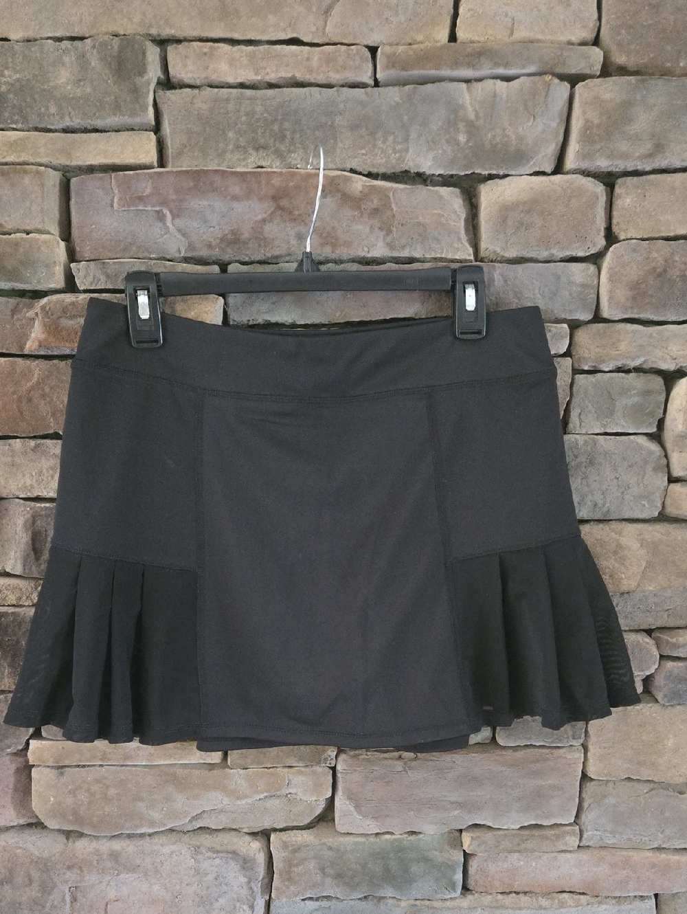 Black Mini Skirt with Pleated Hem